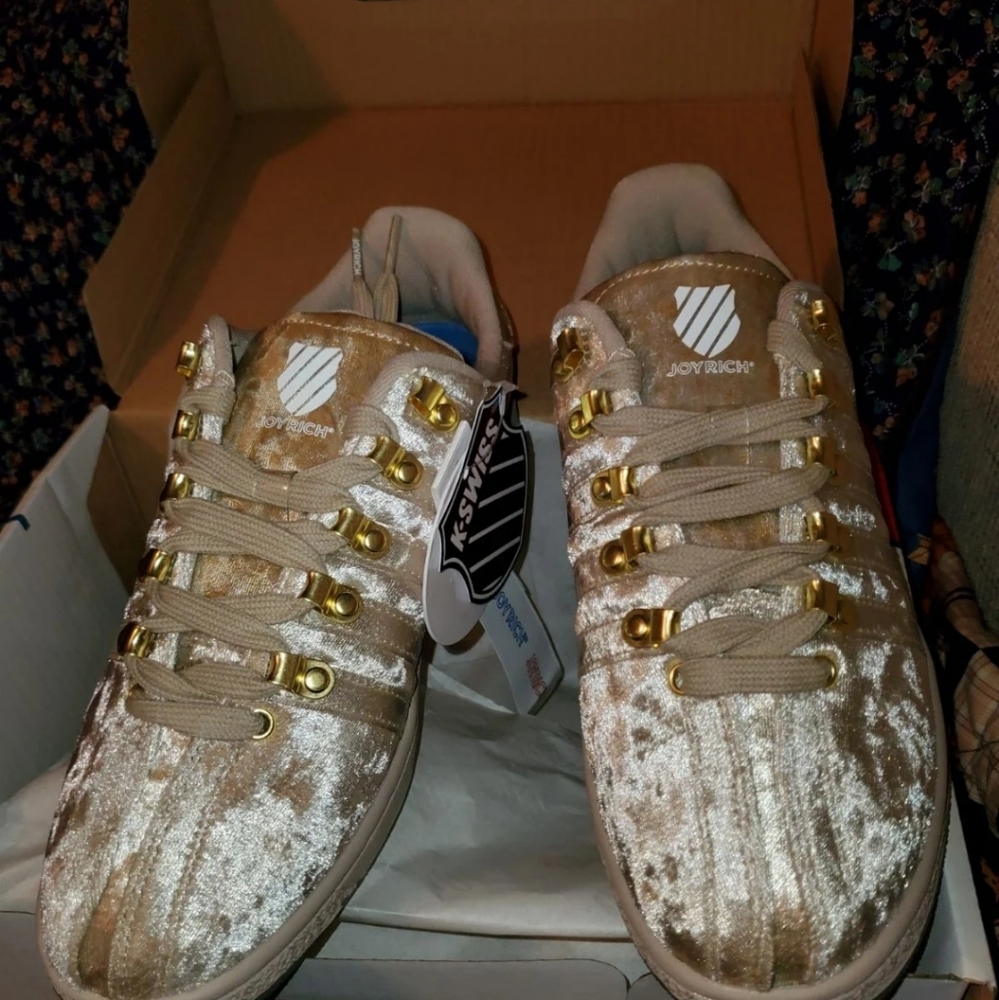 Kswiss Joyrich gold crushed velvet W 8.5